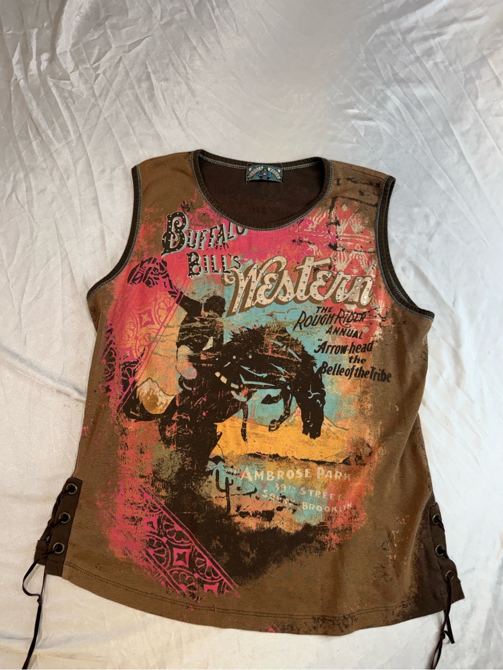 Vanilla Sugar Brown Tank with Pink & Turquoise Western Print